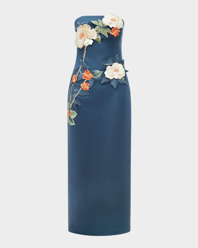 Rayna Applique Floral Bustier Maxi Dress